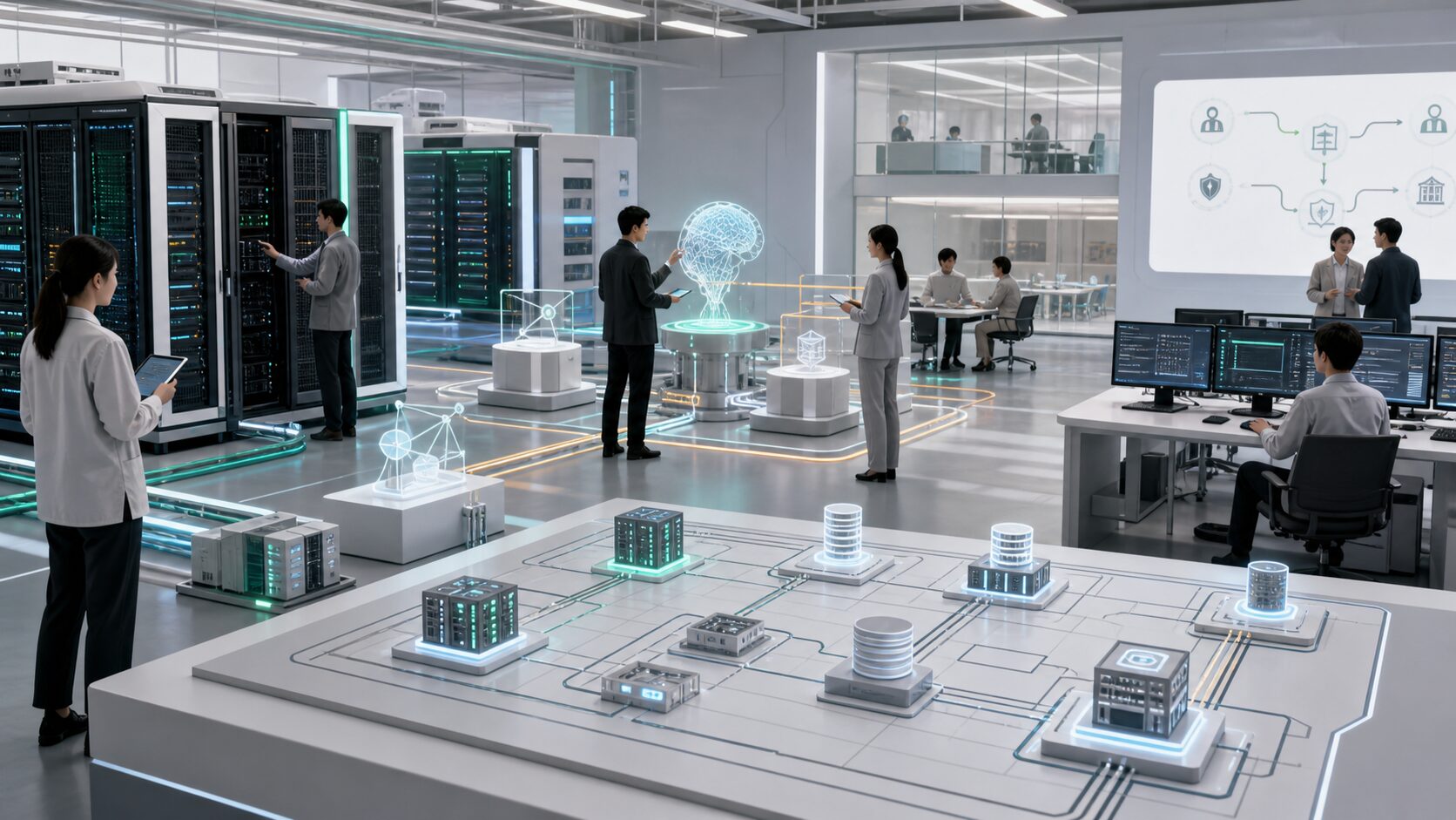 A controllable AI infrastructure design connecting computing, data, models, safety evaluation, and procurement