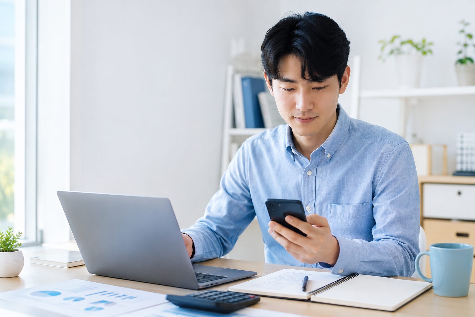 청년도약계좌 신청대상과 정부기여금을 확인하는 청년 직장인